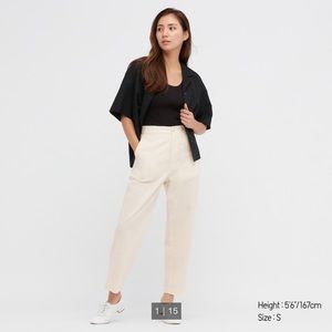 🤍 Uniqlo | Off White Linen-Cotton Taper Pants